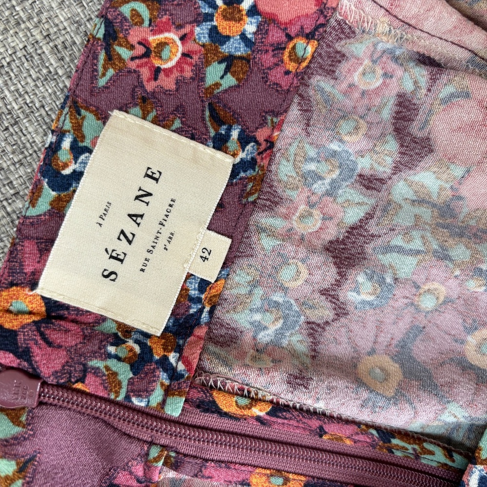 Sezane Tabata Skirt Purple Flowers - Size 10 - Picture 4 of 4